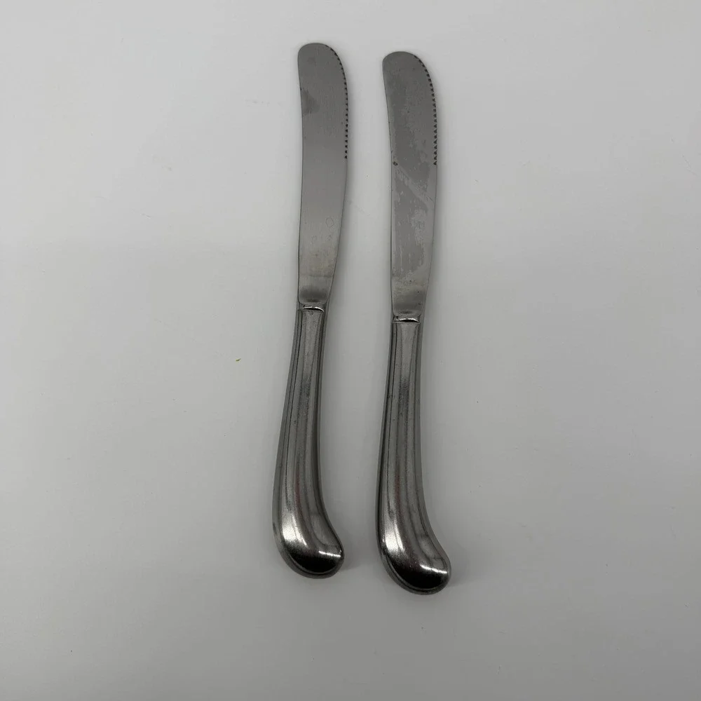 Leonard Stainless Korea Pistol Grip Dinner‎ Knives Set of 2 Serrated 9 inch